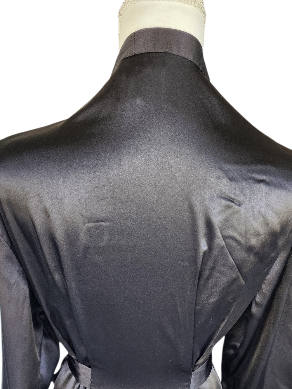 Vintage Oscar de la Renta Black Satin Long Robe - Picture 6 of 11